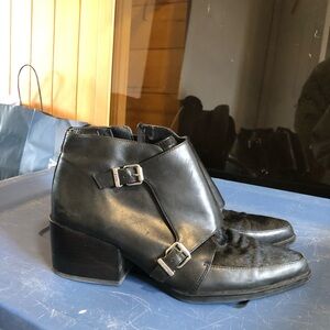 Circus Leather & Fur Ankle Boots with Buckles